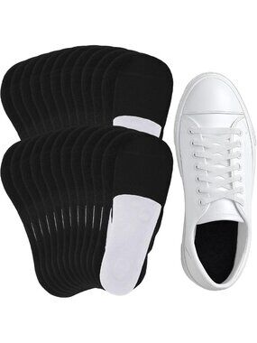 12 Pairs No Show Socks for Men & Women, Sockless Shoe Liners, Black